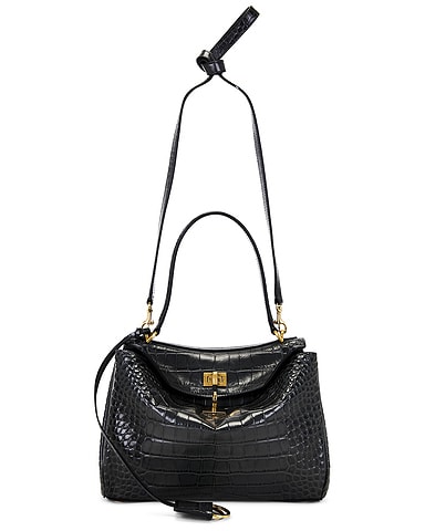 Rodeo Small Croc Embossed Top Handle Bag