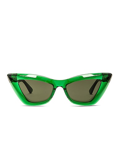Cat Eye Sunglasses Shiny Transparent Btv Green