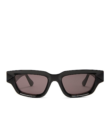 Bottega Veneta Black Wrap Rectangular Sunglasses
