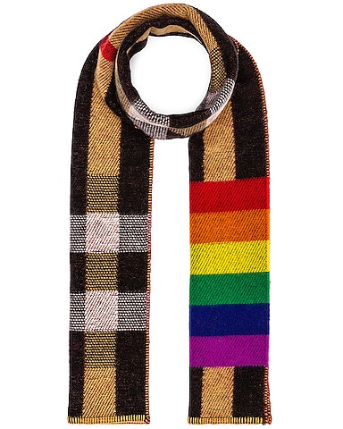 Rainbow Stripe Check Blanket Scarf