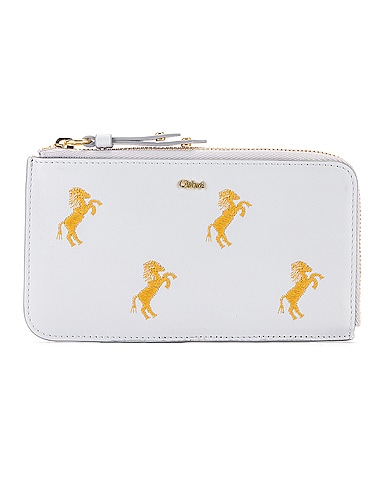 Signature Embroidered Horses Zip Card Case