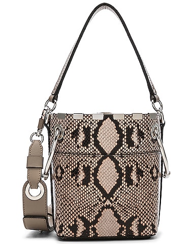Mini Roy Python Print Leather Bucket Bag