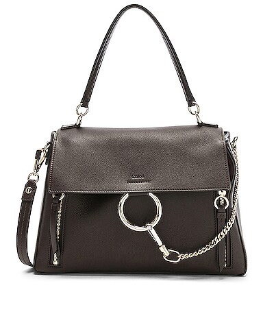 Medium Faye Calfskin & Suede Day Bag