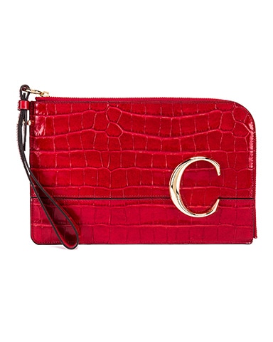 C Croc Embossed Pouch