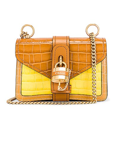 Mini Aby Chain Tricolor Embossed Croc Shoulder Bag