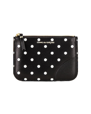 Dots Printed Leather Zip Wallet