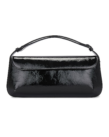 Sleek Naplack Leather Baguette Bag