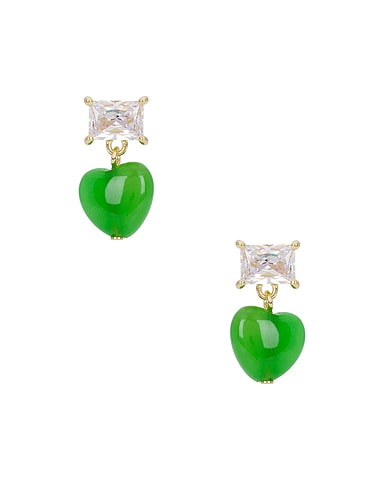 Heart Bead & Cz Earrings