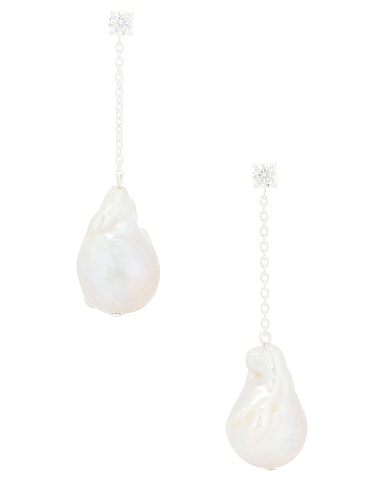 Baroque Pearl & Cz Earrings