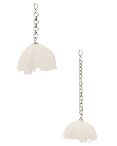 Feather Flower Asymmetric Earrings