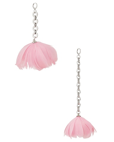Feather Flower Asymmetric Earrings