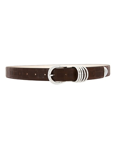 Hollyhock Men's Leather Belt in Dark Chocolate Alligator & Silver
