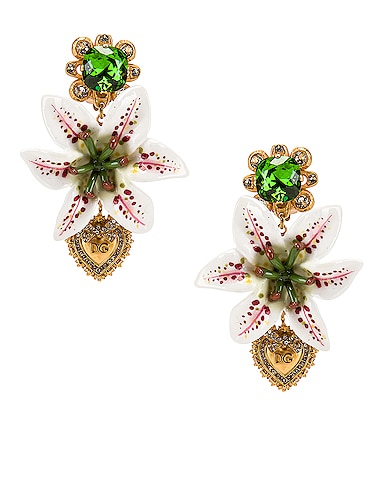 Crystal Lily Embellished DG Heart Earrings
