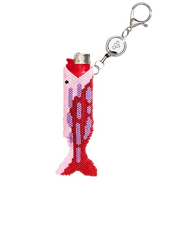 Beaded Fish Retractable Lighter Keychain