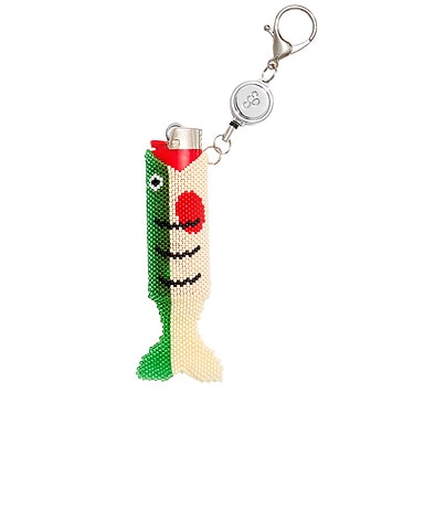 Beaded Fish Retractable Lighter Keychain