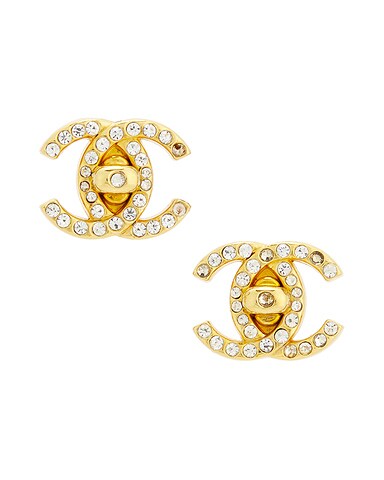 Chanel 1996 CC Rhinestone Clip-On Earrings