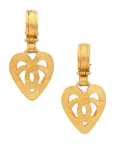 Chanel 1995 CC Heart Clip-On Earrings