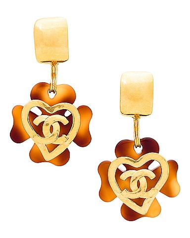 Chanel CC Tortoiseshell Clover Clip-On Earrings