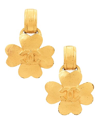 Chanel 1995 CC Clover Clip-On Earrings