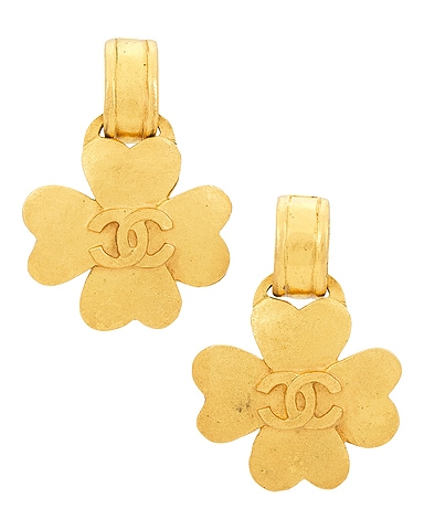 Chanel 1995 CC Clover Clip-On Earrings