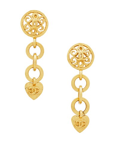 Chanel 1995 CC Heart Clip-On Earrings