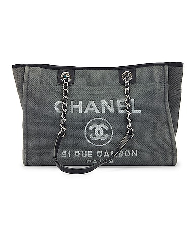 Chanel Deauville MM Canvas Chain Tote Bag