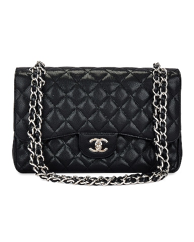 Chanel Quilted Caviar Double Flap Chain Shoulder Bag