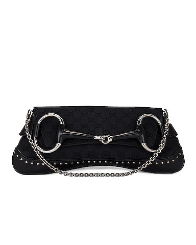 Gucci Horsebit GG Canvas Chain Shoulder Bag