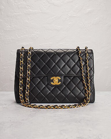 FWRD Renew Chanel Quilted Lambskin Boston Bag in Black