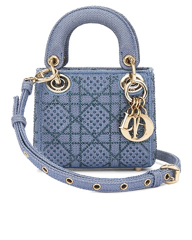 Dior Mini Cannage Rhinestone 2 Way Lady Handbag