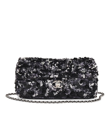 Chanel Sequined Turnlock Chain Flap Shoulder Bag