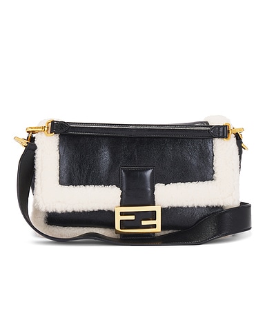 Fendi Shearling Baguette Shoulder Bag