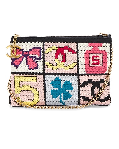 Chanel Precious Symbols Needlepoint Pochette Shoulder Bag