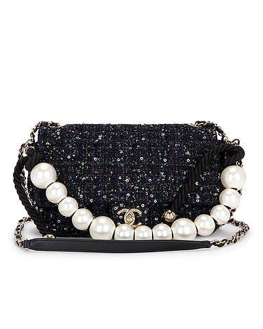 Chanel Tweed Small Pearl Handle Flap Bag