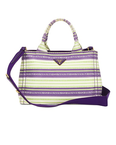 Prada Striped Canapa Tote Bag