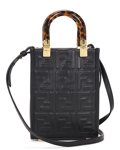 Fendi Embossed FF Mini Sunshine Shopper Tote Bag