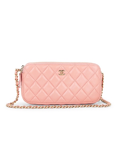 Chanel Lambskin Double Zip Clutch