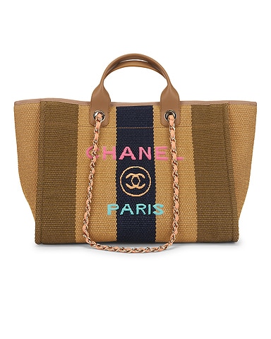 Chanel Raffia Medium Deauville Shopping Tote Bag