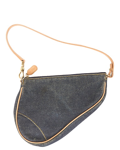 Dior Denim Vintage Pochette Saddle Bag
