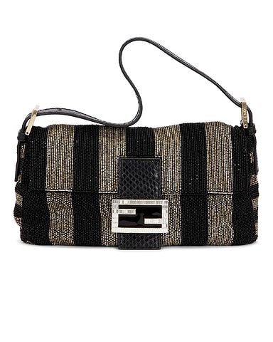Fendi Beaded Stripe Baguette Shoulder Bag