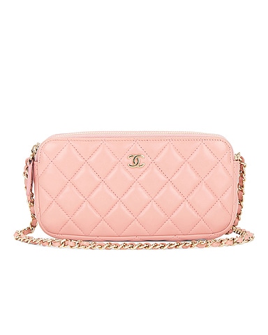 Chanel Lambskin Double Zip Clutch