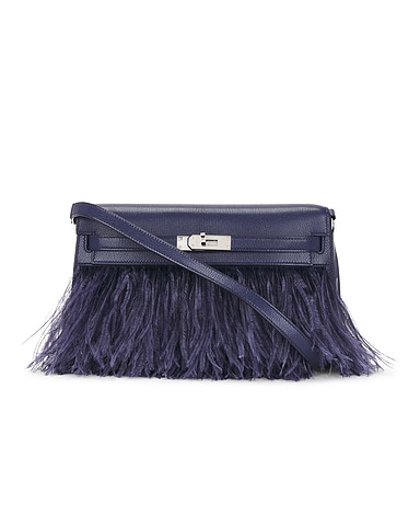 Hermes Kelly Chevre & Ostrich Elan Foile Handbag