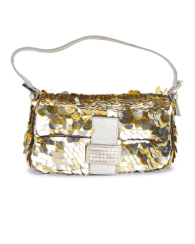 Fendi Metallic Paillettes Baguette Shoulder Bag