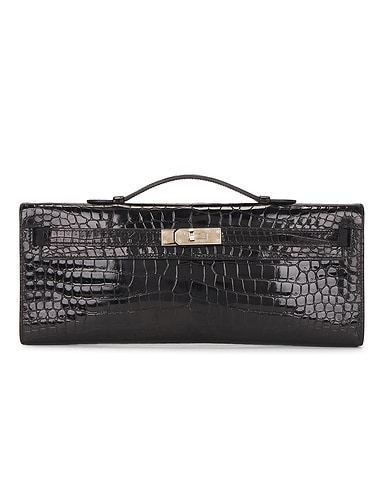 Hermes Shiny Porosus Crocodile Kelly Cut Pochette