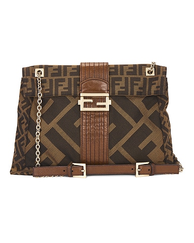 Fendi Zucca Maxi Baguette Flap Shoulder Bag