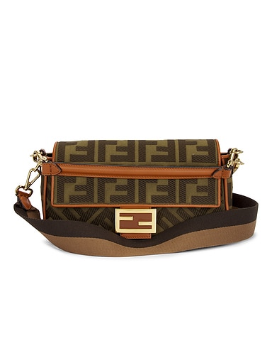 Fendi Vitello King FF Embroidered Re-Edition Baguette Shoulder Bag