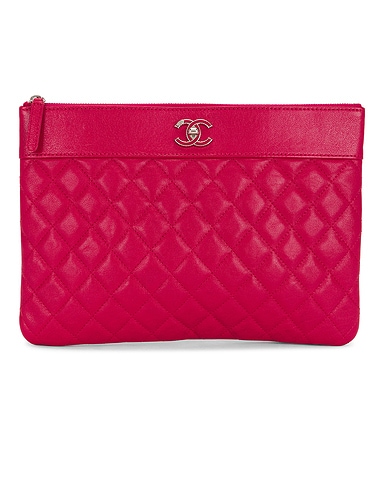 Chanel Sheepskin Vintage Mademoiselle Medium O Case Clutch