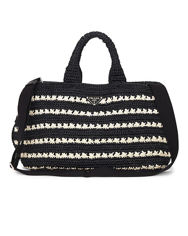 Prada Raffia Canapa Tote Bag