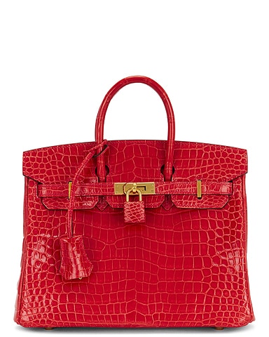 Hermes Shiny Porosus Crocodile Birkin 25 Handbag