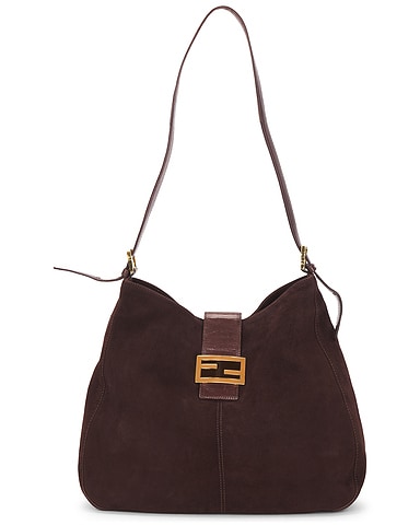Fendi Suede Mama Baguette Shoulder Bag